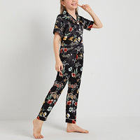 Black Floral Print Kids' Pajamas