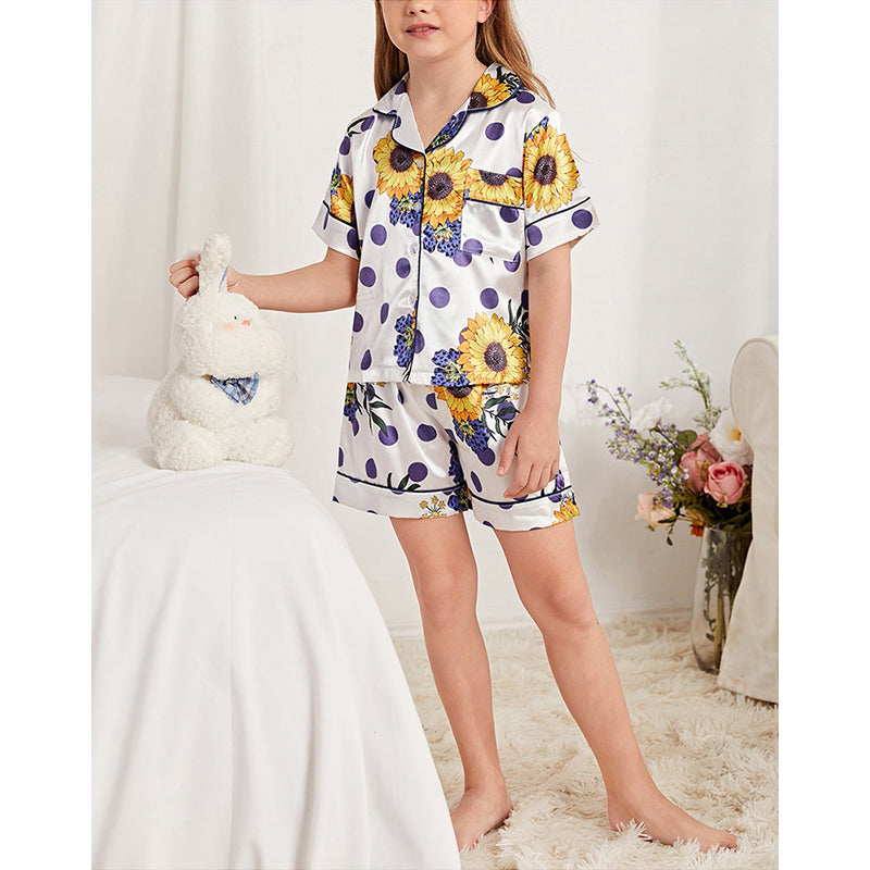 Sunflowers Print Kids' Pajamas