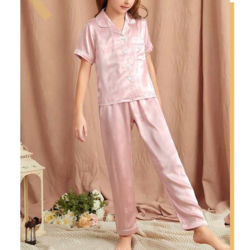 Pink Cartoon Print Kids' Pajamas