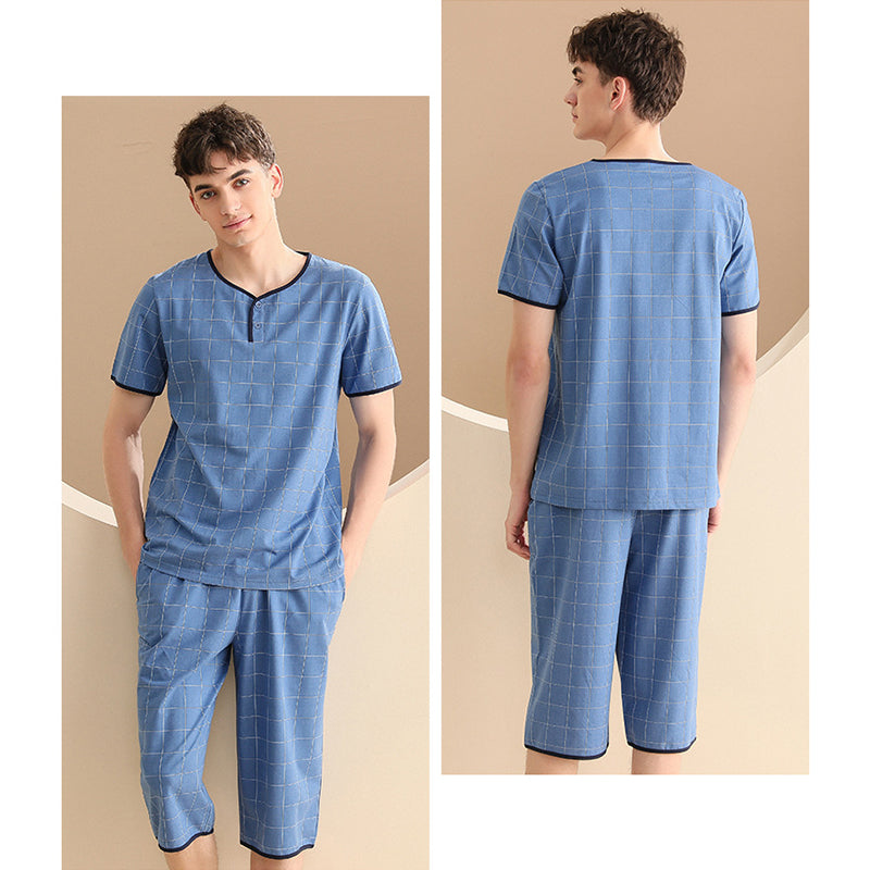 Men's Check Print Couple Pajama Set