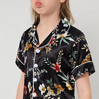 Black Floral Print Kids' Pajamas