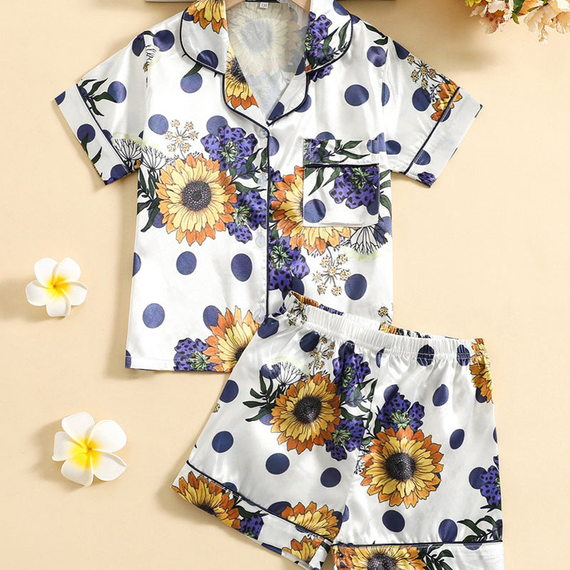 Sunflowers Print Kids' Pajamas