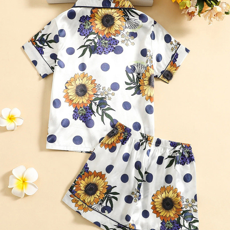 Sunflowers Print Kids' Pajamas