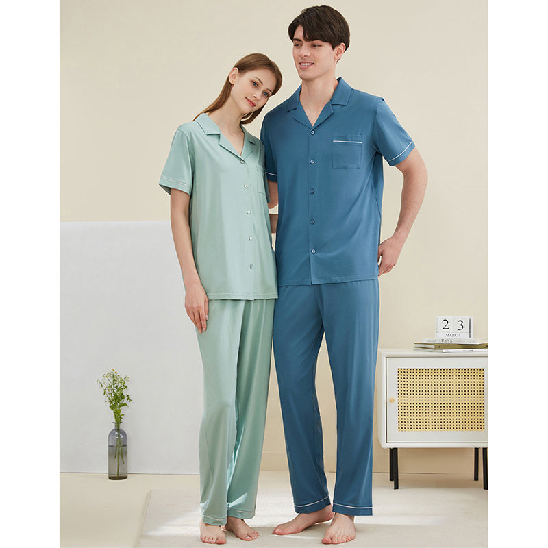 Women's Notched Collar Couple Pajama Set