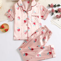 Pink Strawberry Print Kids' Pajamas