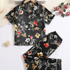 Black Floral Print Kids' Pajamas