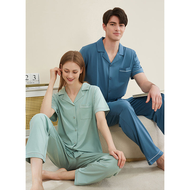 Women's Notched Collar Couple Pajama Set