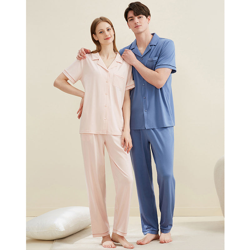 Women's Notched Collar Couple Pajama Set